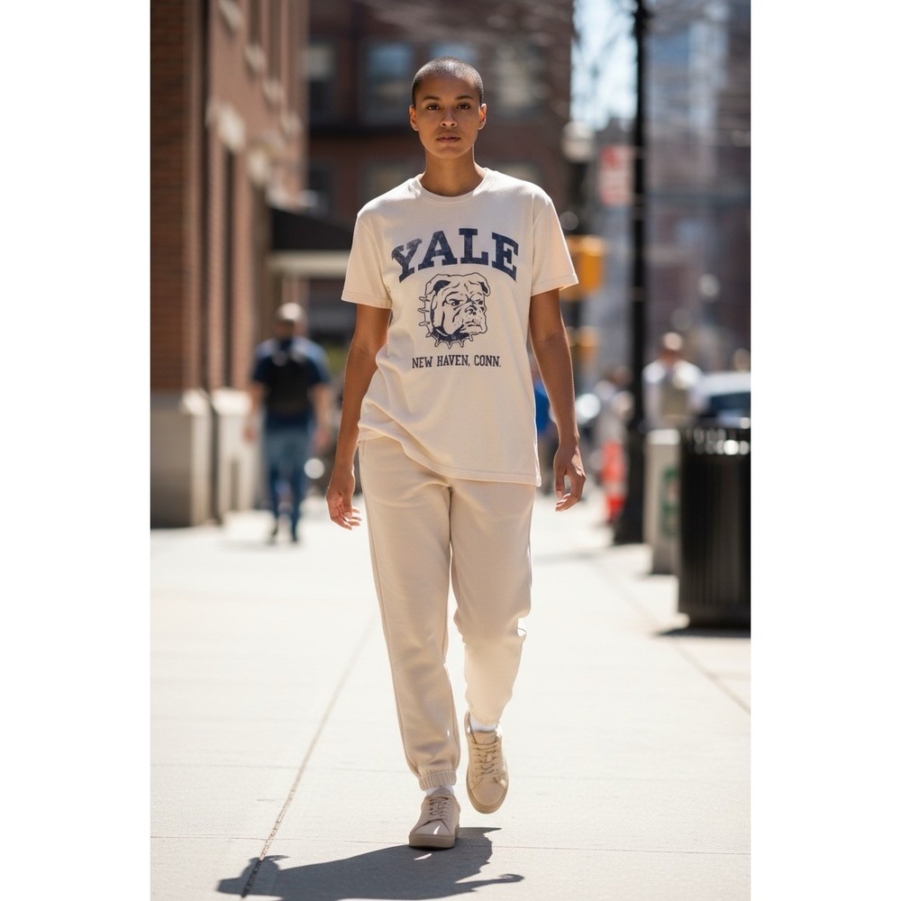 Yale University Bulldogs Graphic T-Shirt Women's Large Beige New Haven Conn